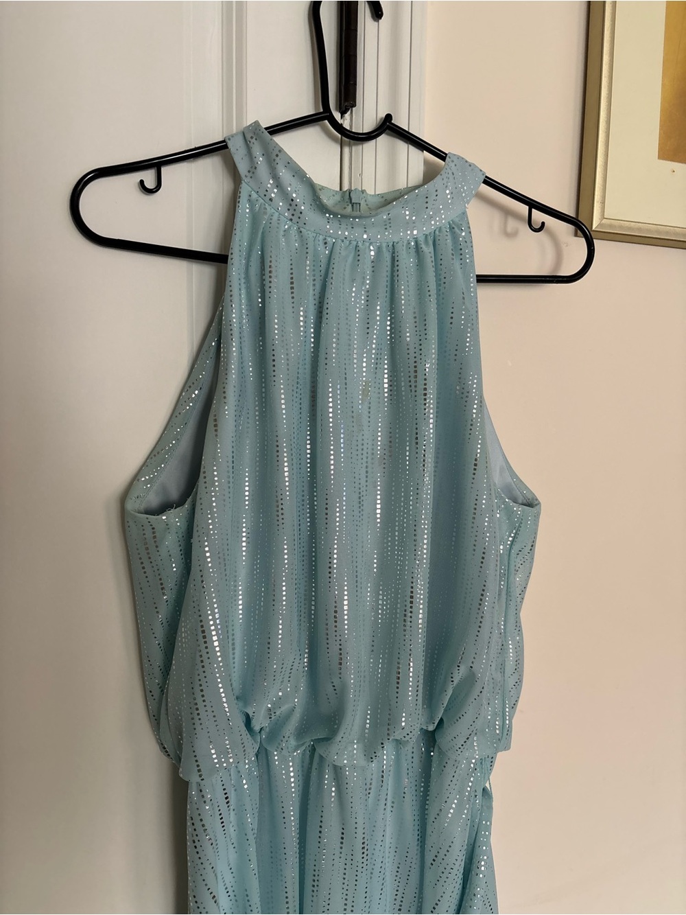 Jessica Howard Pale Blue Sequin Halter Dress